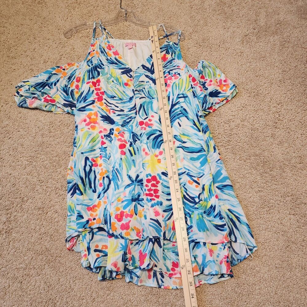 Lilly Pulitzer Dress Bellamie Open Cold Shoulder Serene Blue Tippy Top Small - Picture 9 of 12